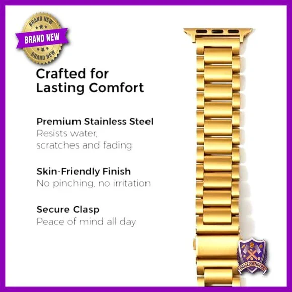 Stainless Steel Apple Watch Band Adjustable Classic Elegant Minimal Chic Strap - Picture 3 of 7